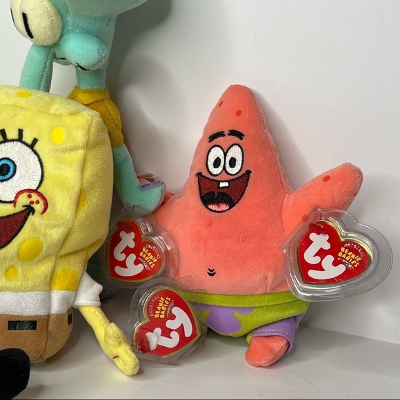 Lot of Ty Beanie Babies SpongeBob SquarePants, Patrick Star, Squidward Tentacles - Picture 7 of 10